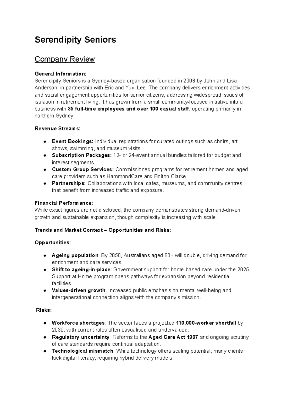 Serendipity Seniors Case Study: Growth Strategies & Market Analysis ...
