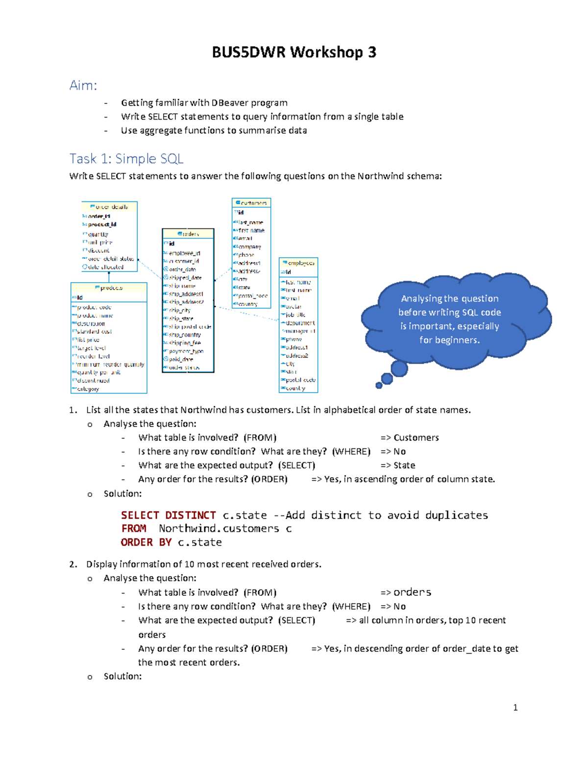 BUS5DWR Workshop 3: SQL Queries and Data Summarization Techniques - Studocu