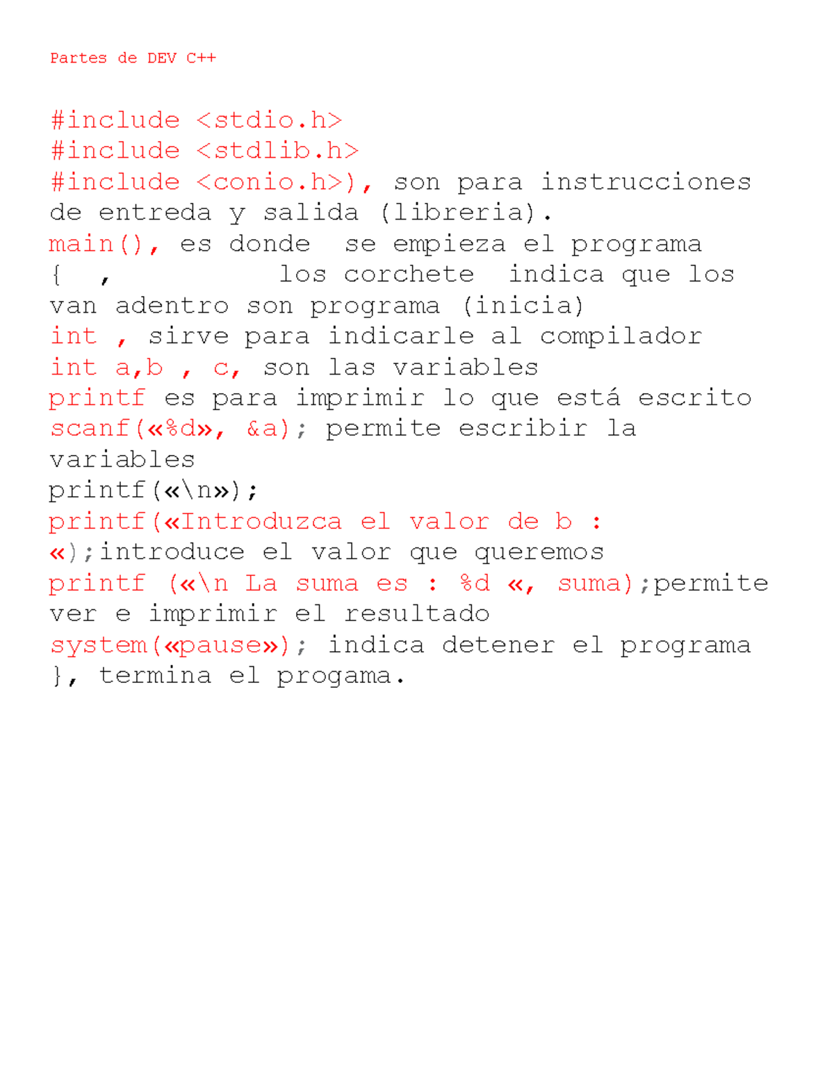Partes de DEV C - Partes de DEV C++ #include #include #include - Studocu