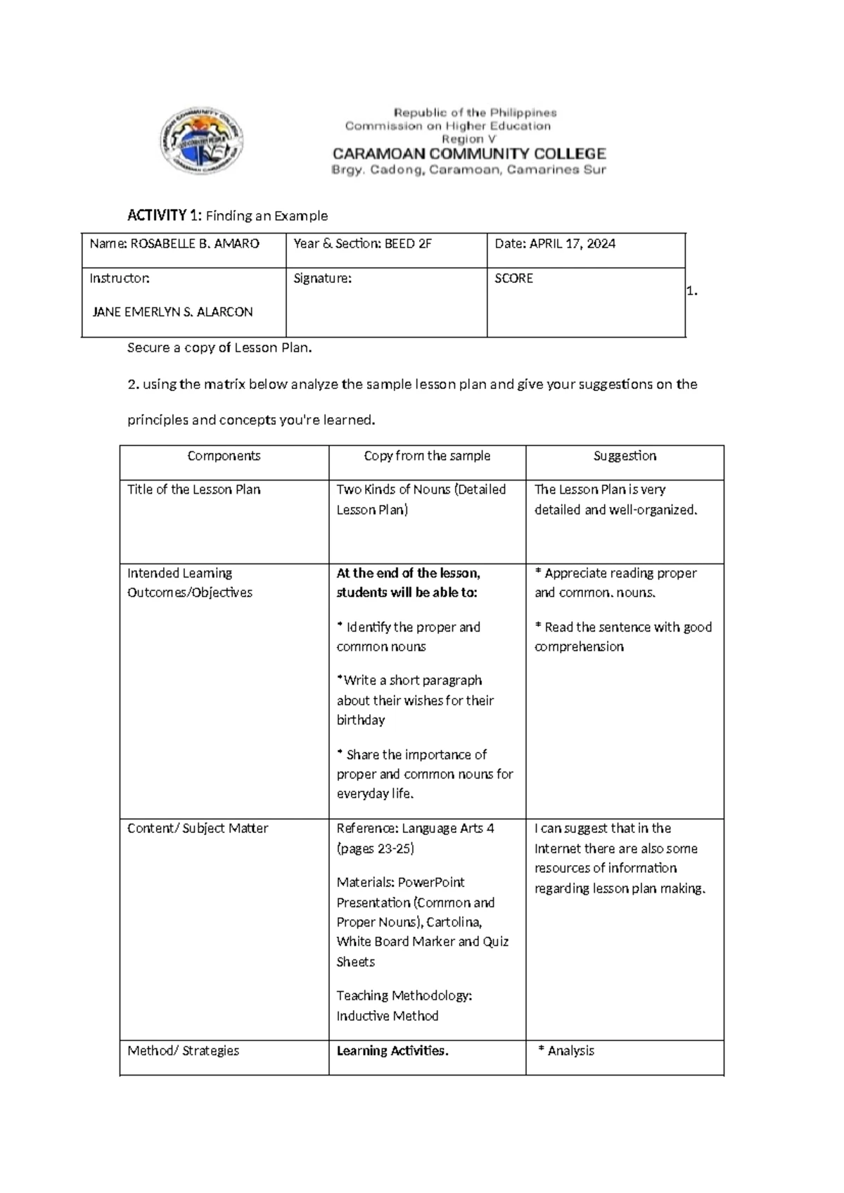 Detailed Lesson Plan for Kindergarten: Week 32 Activities - Studocu