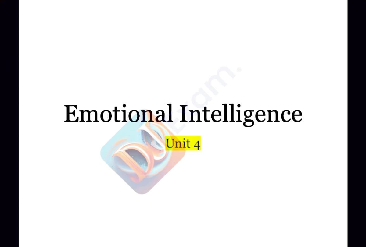 EI UNIT 04: Measurement and Development of Emotional Intelligence - Studocu