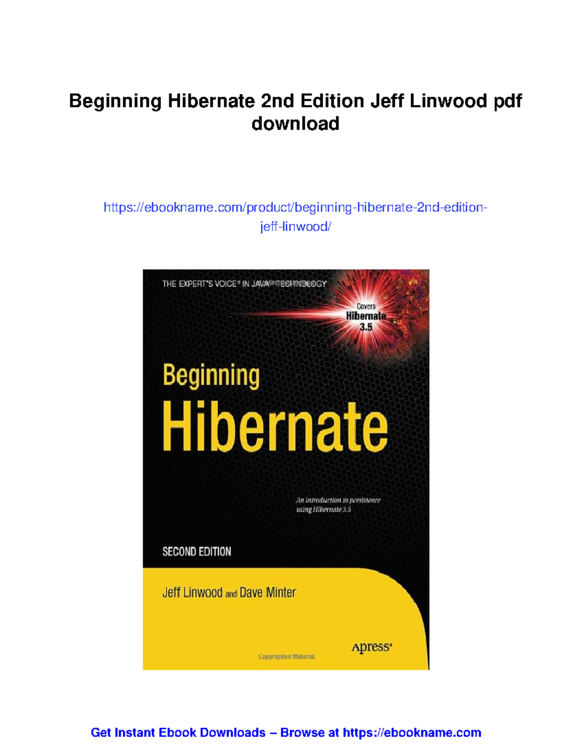 Beginning Hibernate 2nd Edition by Jeff Linwood - Digital Download ...