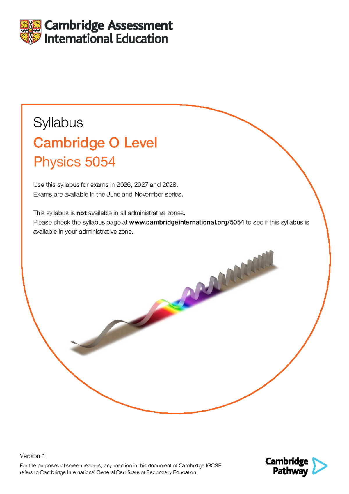 Cambridge O Level Physics 5054 Syllabus Overview for 2026-2028 - Studocu