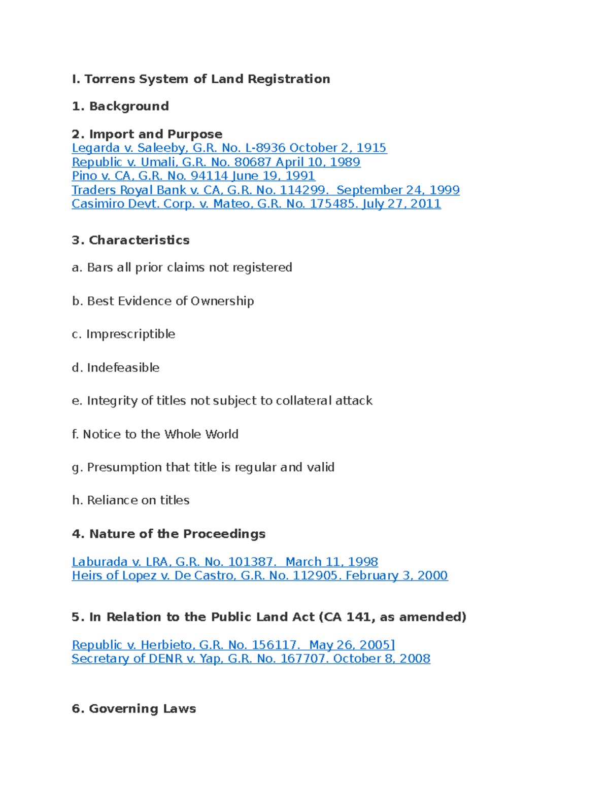 Land Titles Syllabus: Overview of the Torrens System and Key Cases ...