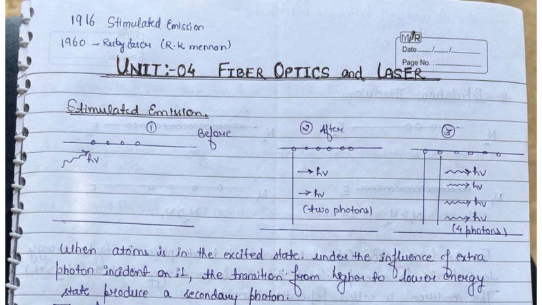 Fiber Optics and Laser Principles - UNIT 4 Study Notes - Studocu