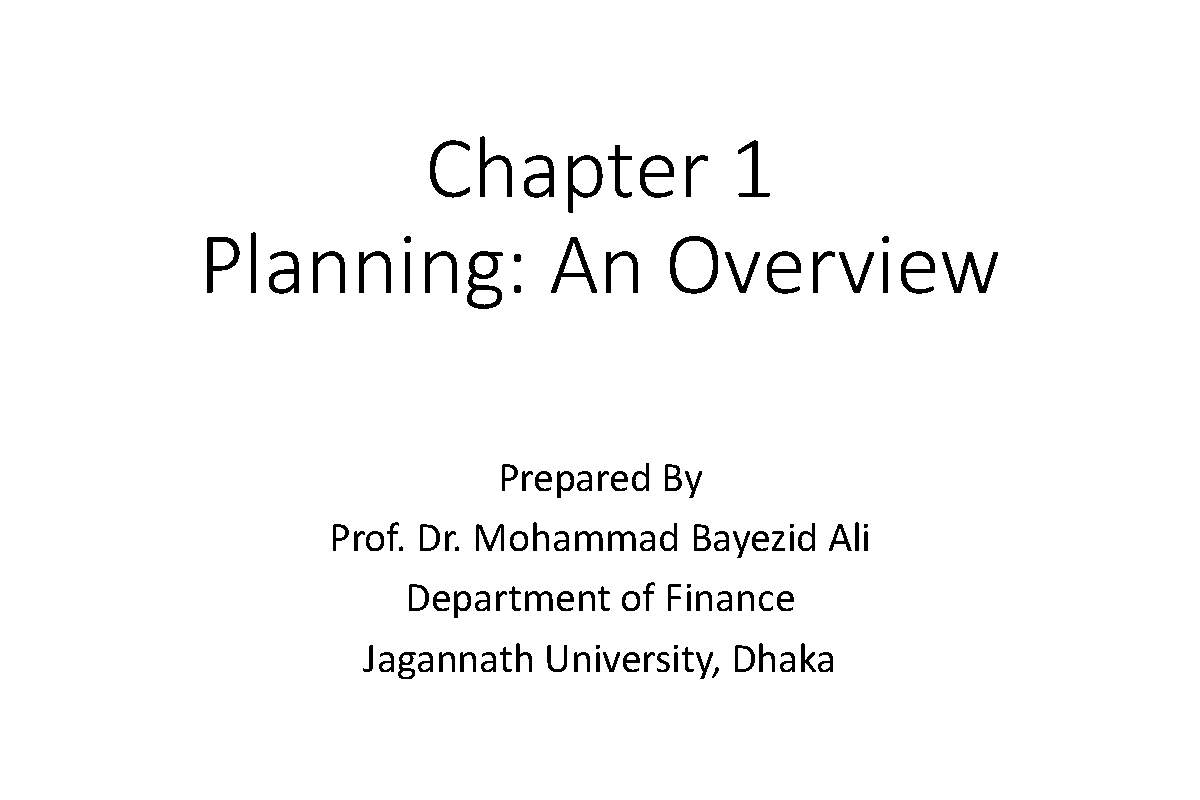 Chap 1: Planning & Overview of Capital Budgeting Concepts - Studocu