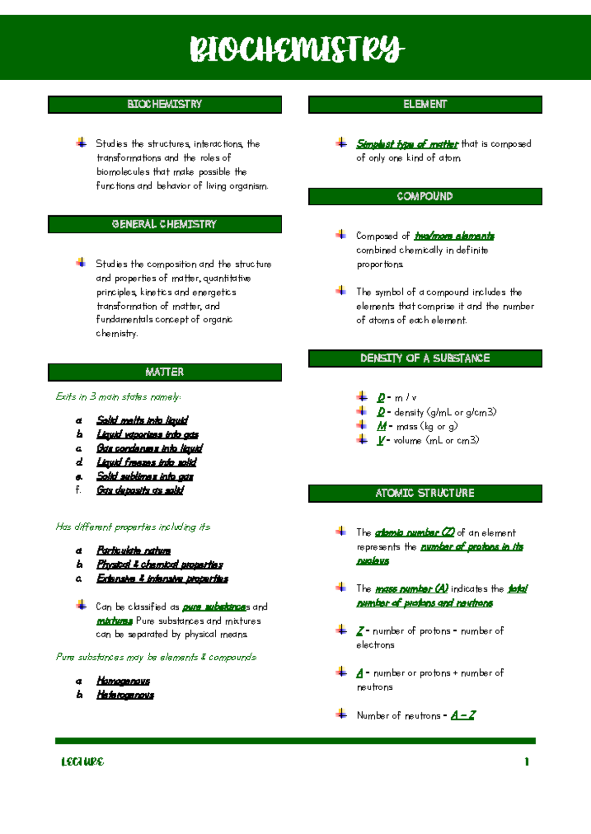 Biochemistry Lecture Notes: Modules 1 & 2 Overview - Studocu