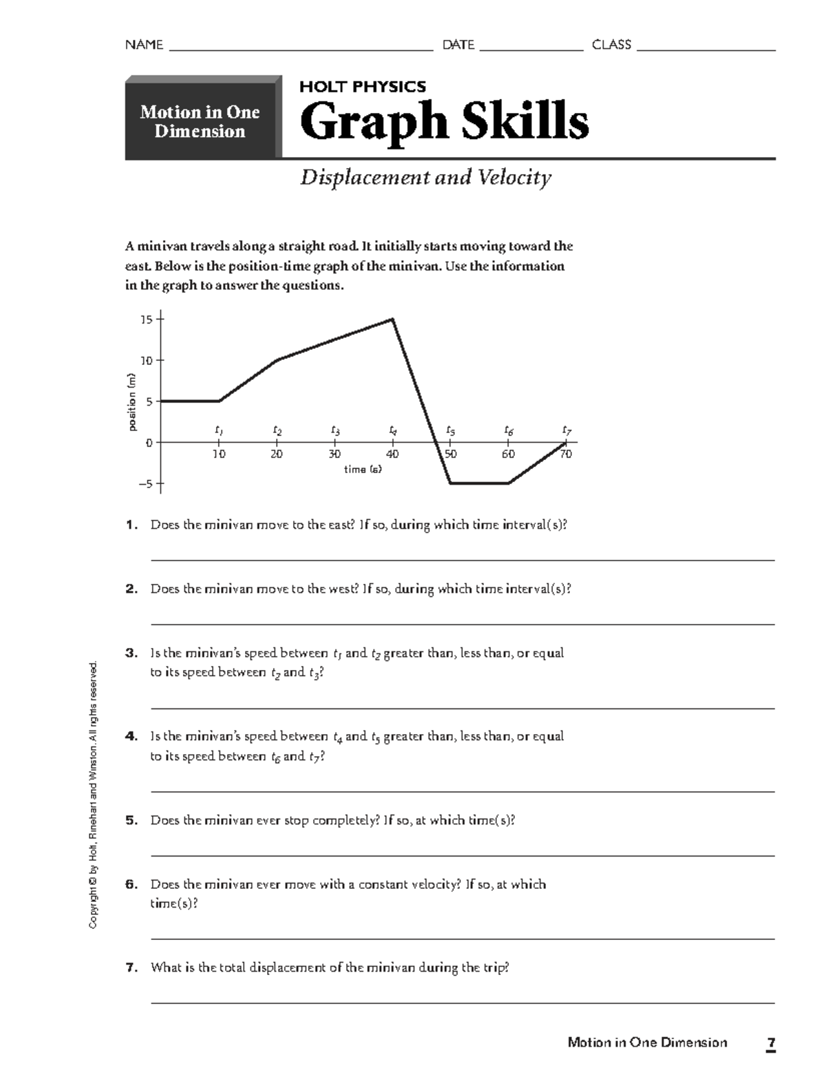 HOLT PHYSICS: Graph Skills - Displacement &amp; Velocity Lesson - Studocu