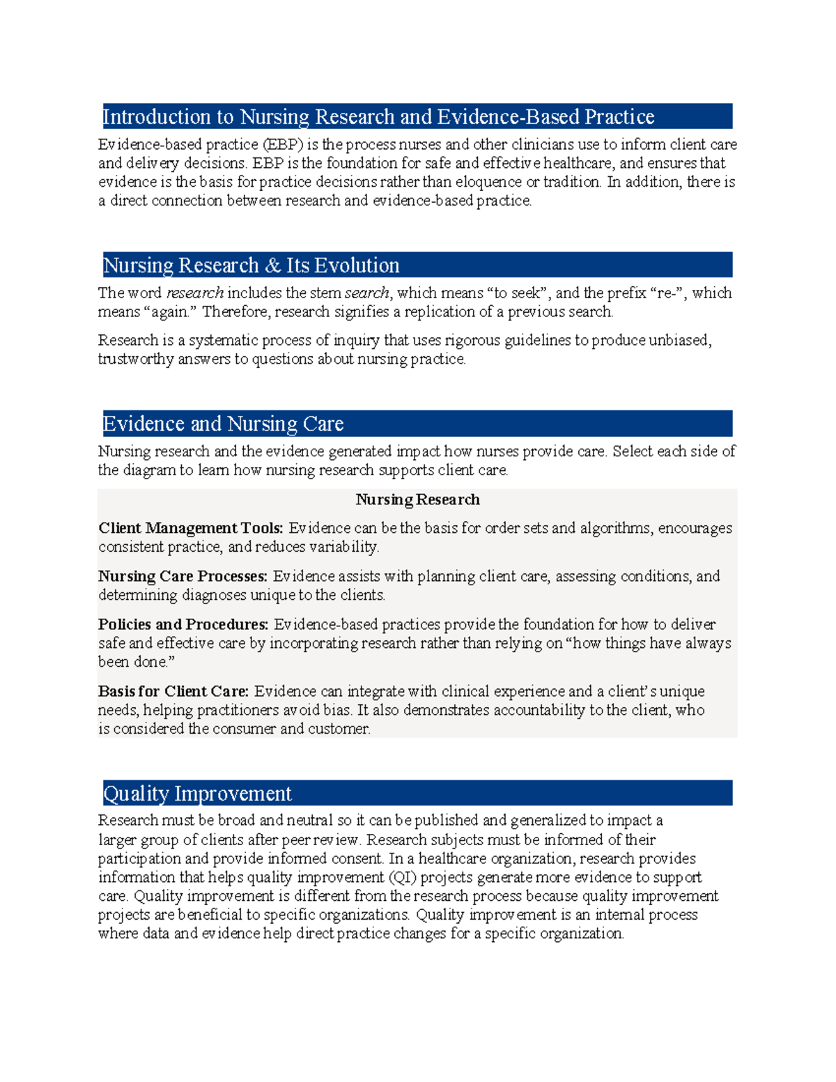 Introduction to Nursing Research and Evidence-Based Practice (EBP ...
