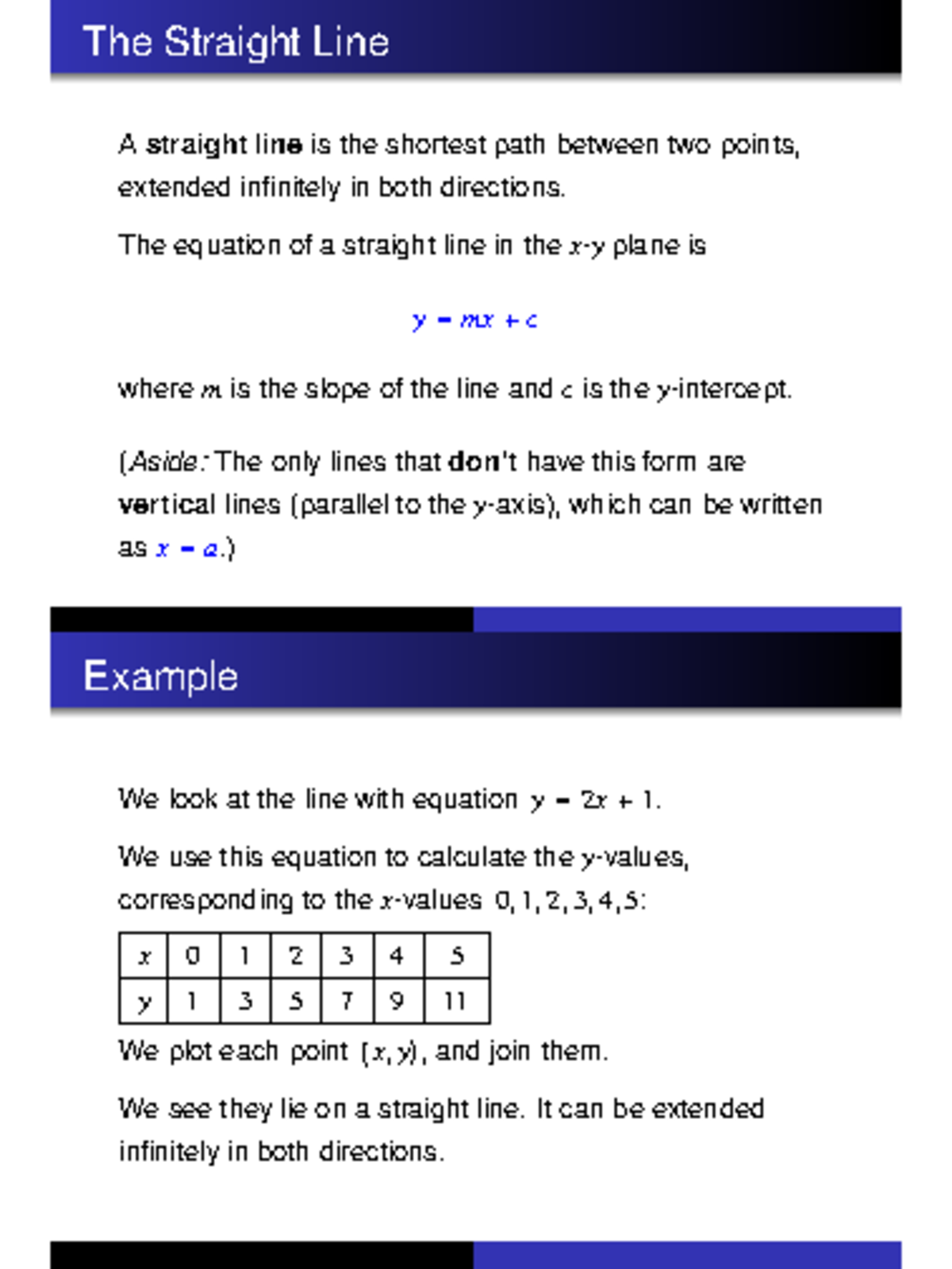 02 Straight Line Simultaneous Equations and Applications handout - The ...