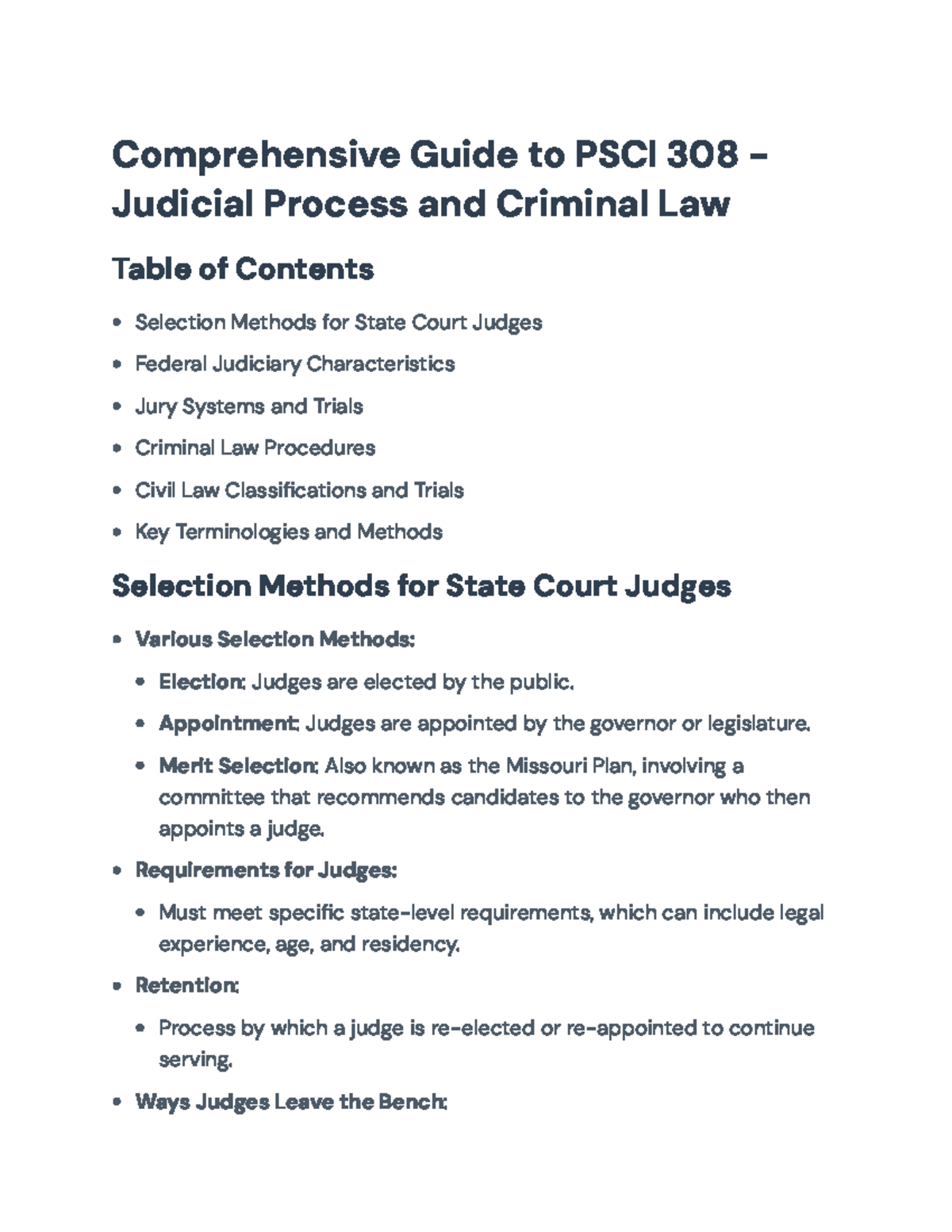 Comprehensive Guide to PSCI 308 - Judicial Process & Criminal Law ...