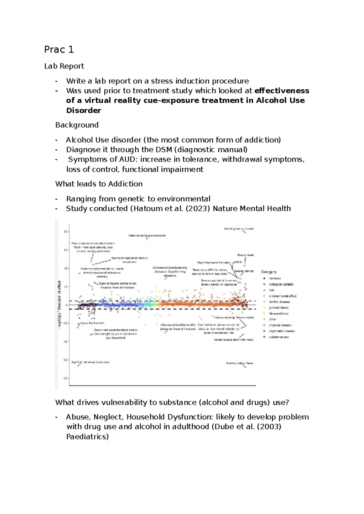 Bio Psych Pracs - Prac 1 Lab Report on VR Treatment for AUD - Studocu