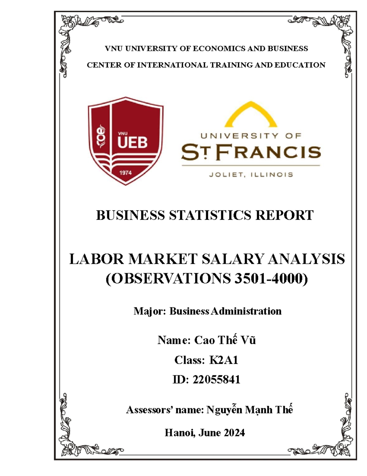 BSAD Final Assignment - ddđ - VNU UNIVERSITY OF ECONOMICS AND BUSINESS ...