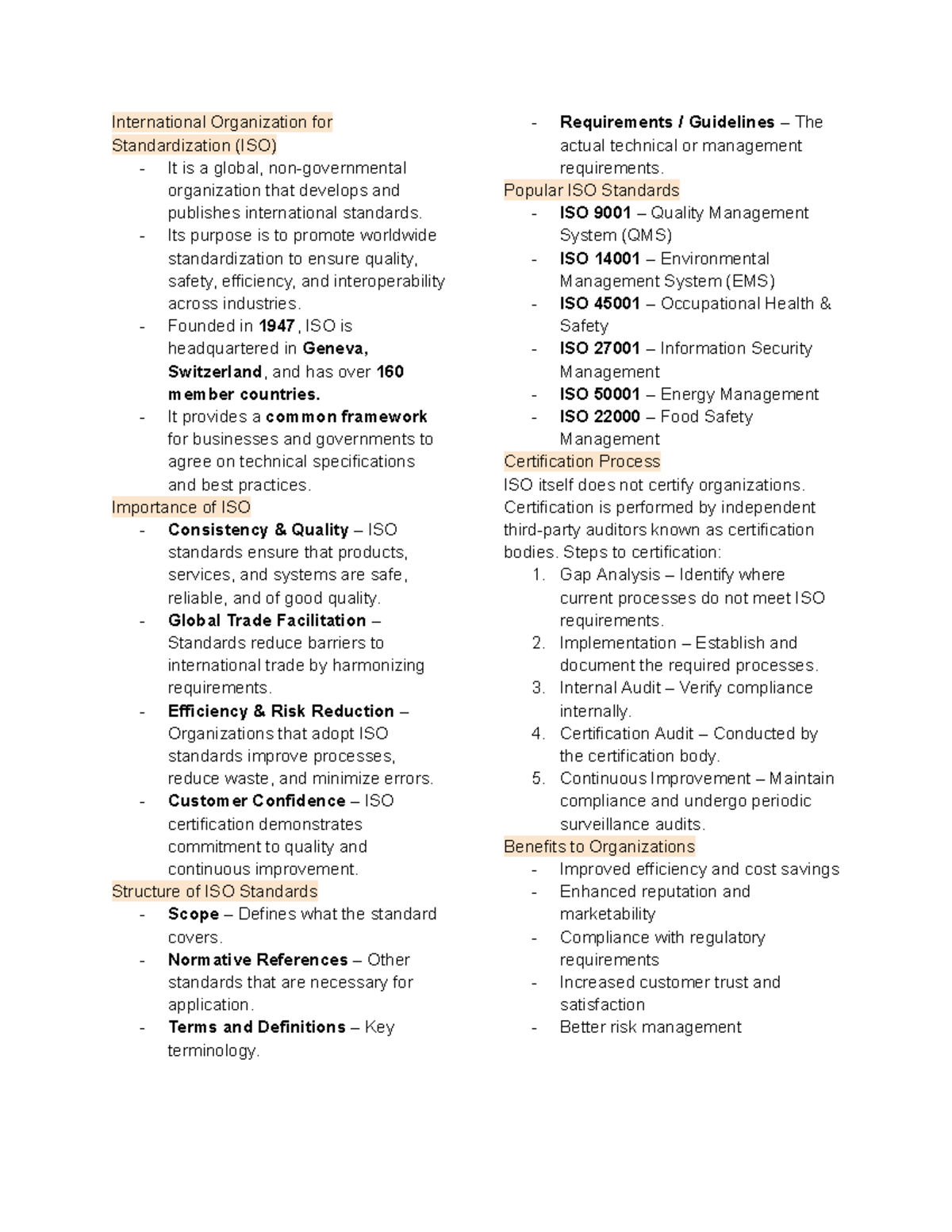 ISO Standards Overview: Importance, Structure, and Benefits - Studocu