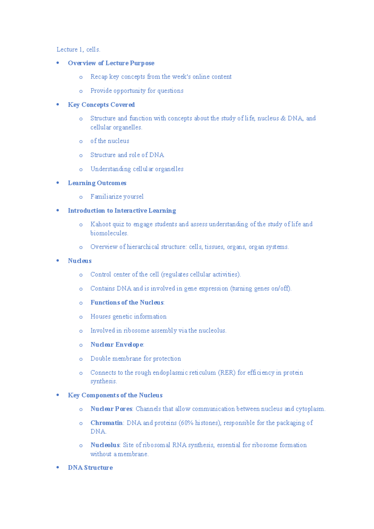 Title: "BIOL101: Lecture Notes on Cell Structure, Function, and Tissue ...