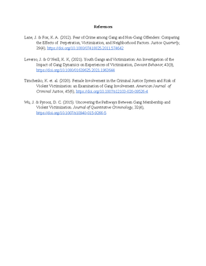 Assignment 3 - Dr. Kallsen - The Role Gang Involvement Plays in Violent ...