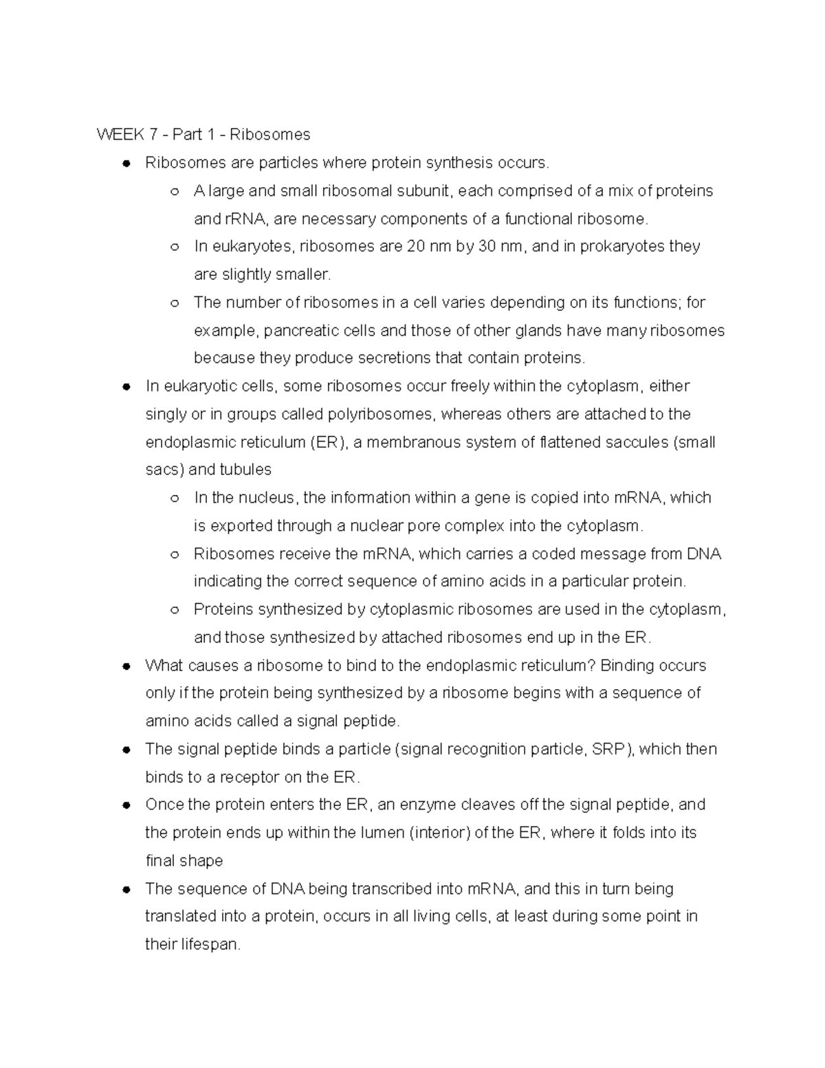 WEEK 7 - Part 1: Understanding Ribosomes and the Endomembrane System ...
