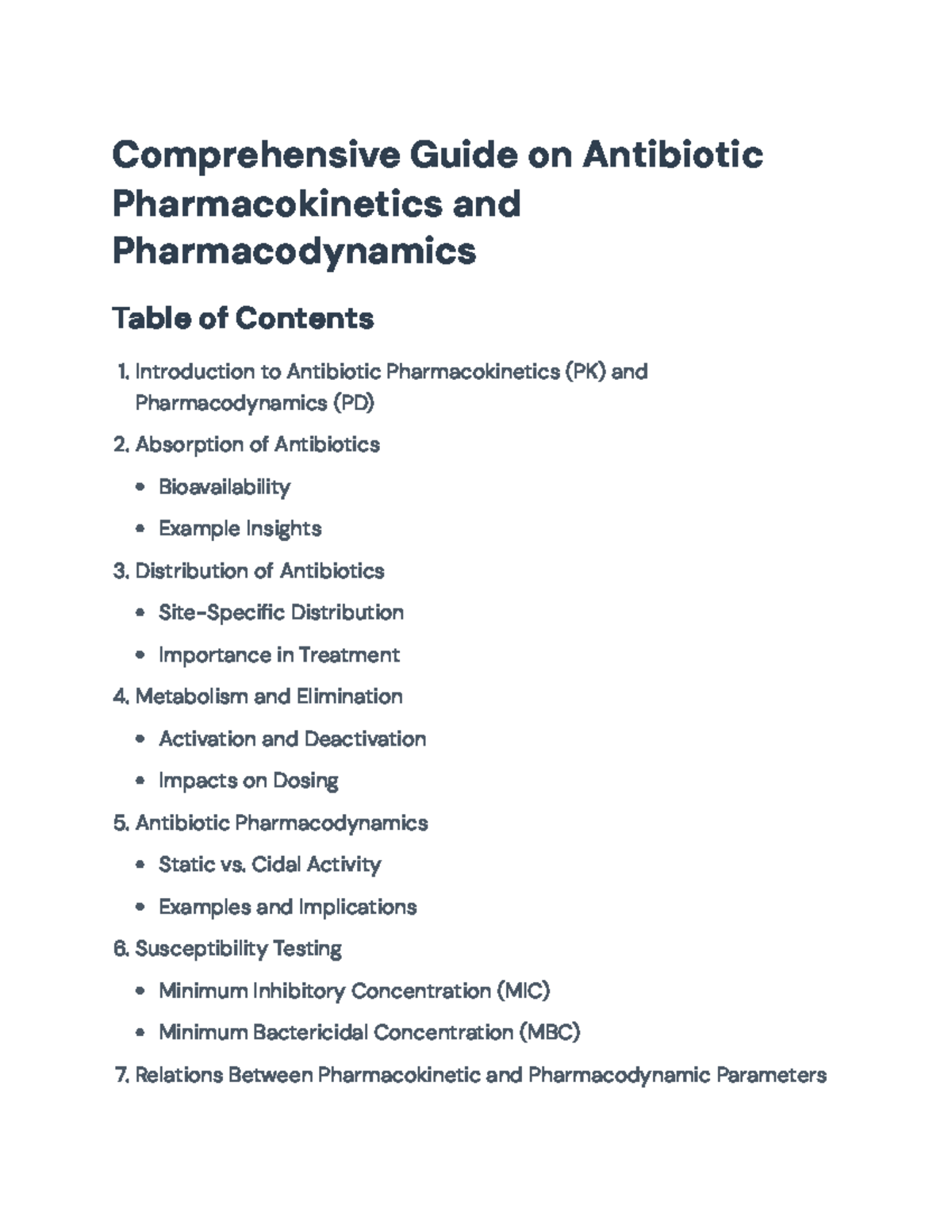 Comprehensive PK & PD Guide on Antibiotics: Concepts & Resistance - Studocu