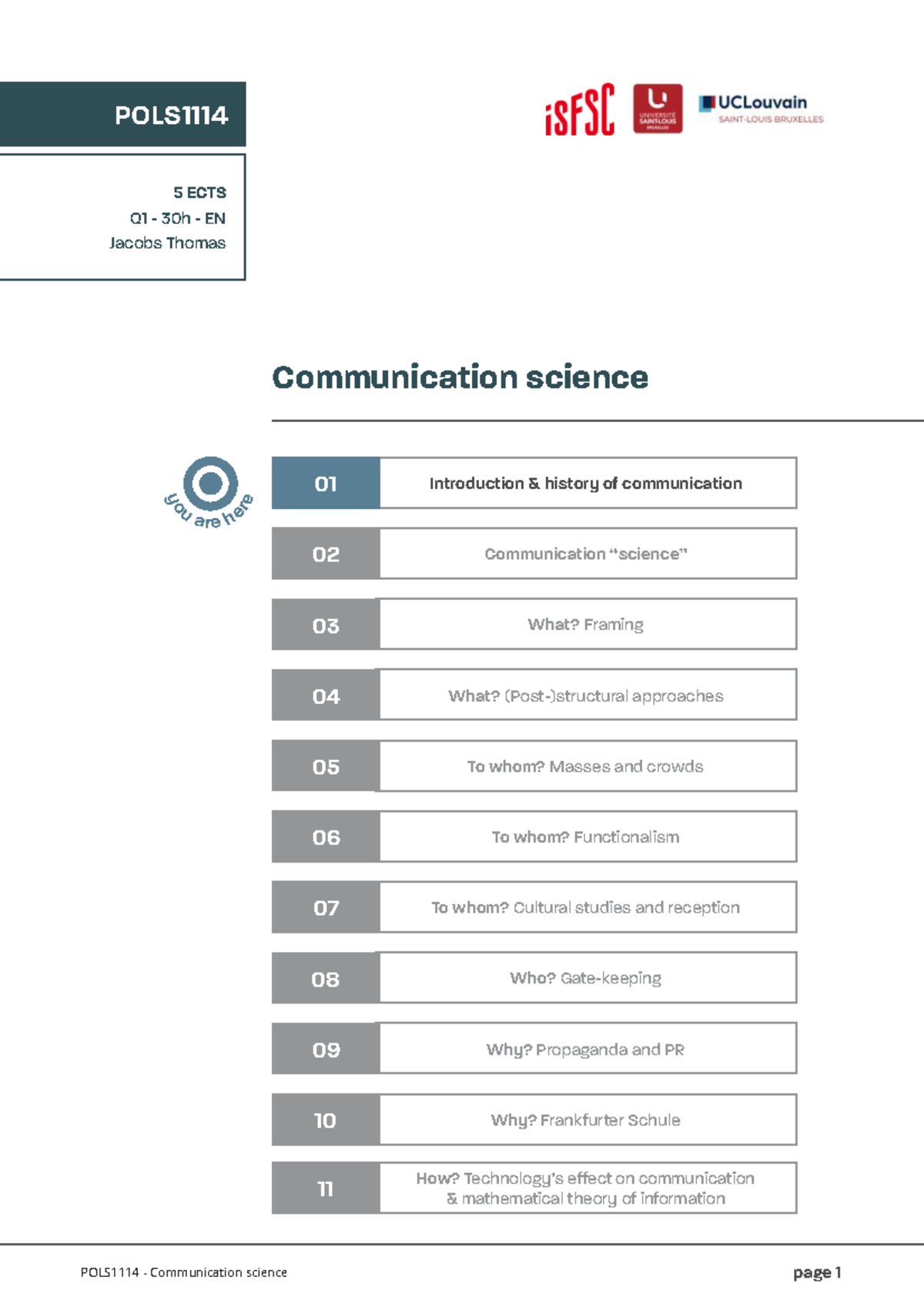 Communication Science: Introduction to Theories and Framing (5 ECTS Q1 ...