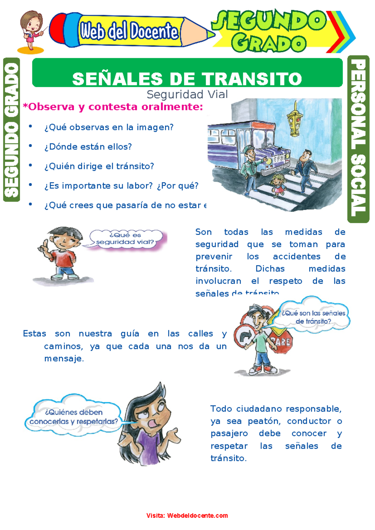 Señales de Tránsito para 2º Grado: Seguridad Vial y Normas Básicas - Document Preview