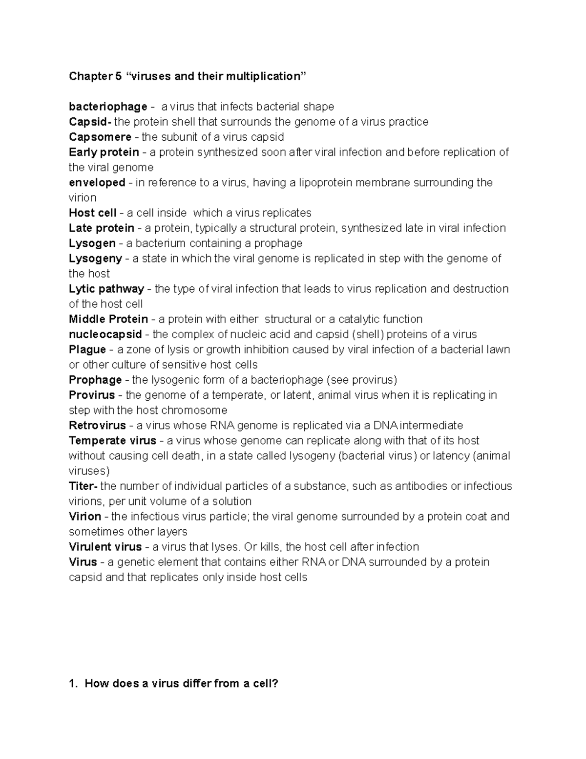 Chapter 5 Study Guide: Understanding Viruses and Their Multiplication ...