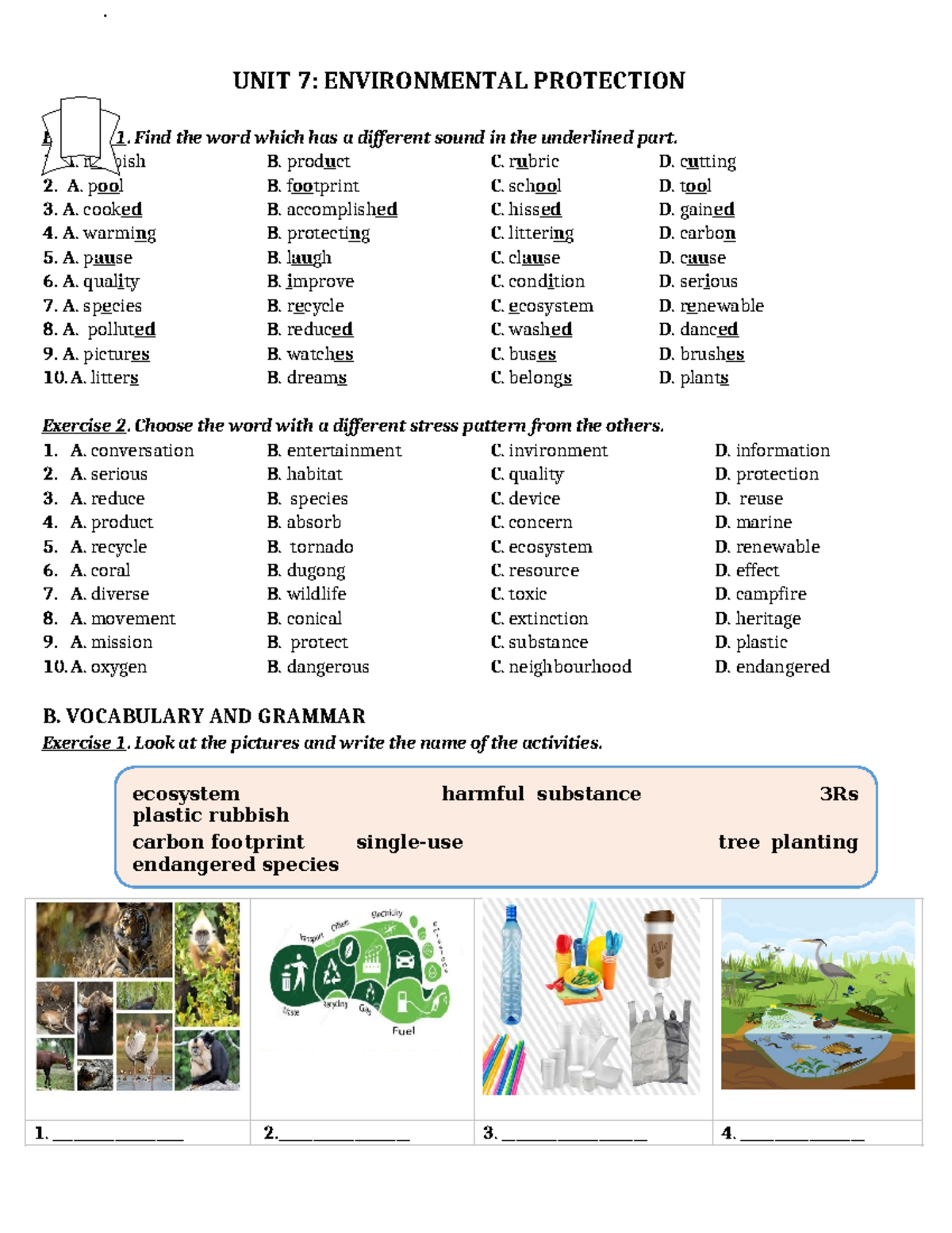 Global Success 9: Unit 7 - Environmental Protection Exercises and ...