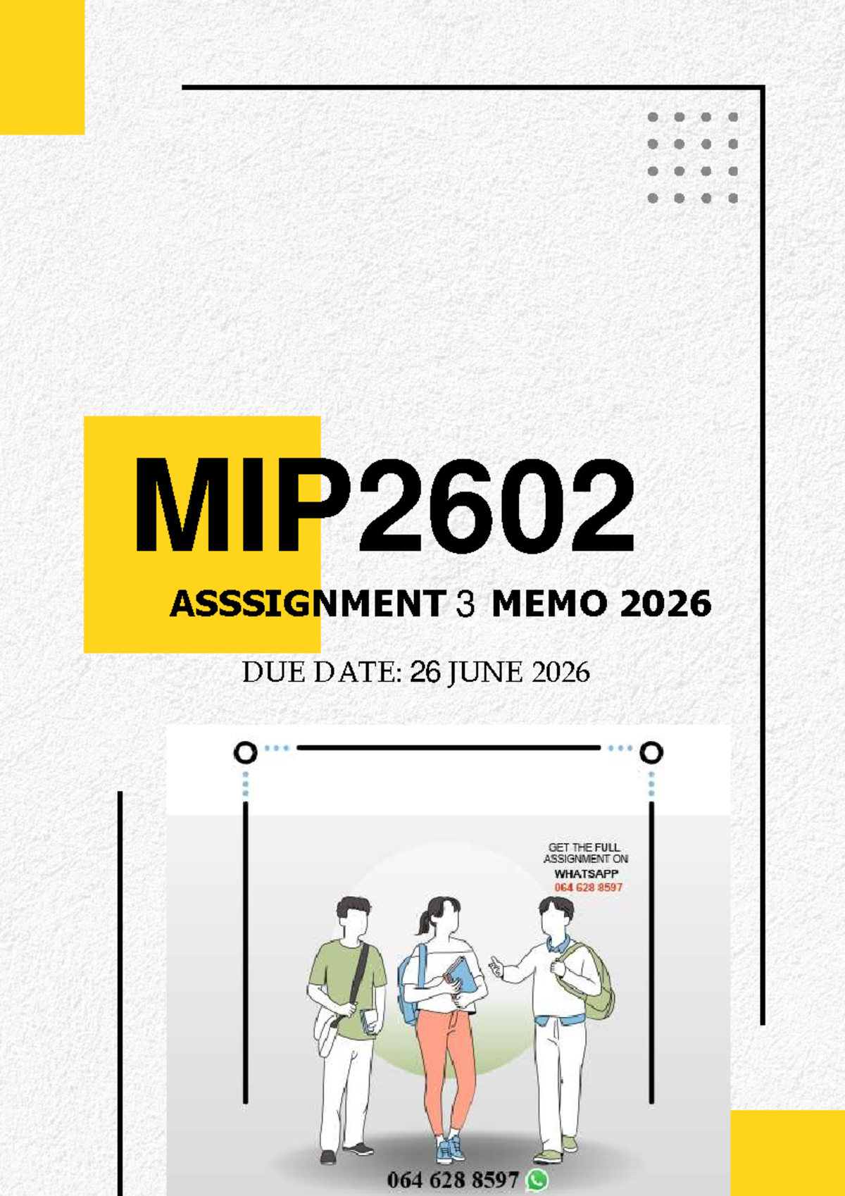 MIP2602 Assignment 2 Memo 2026: Population, Sample & Variables