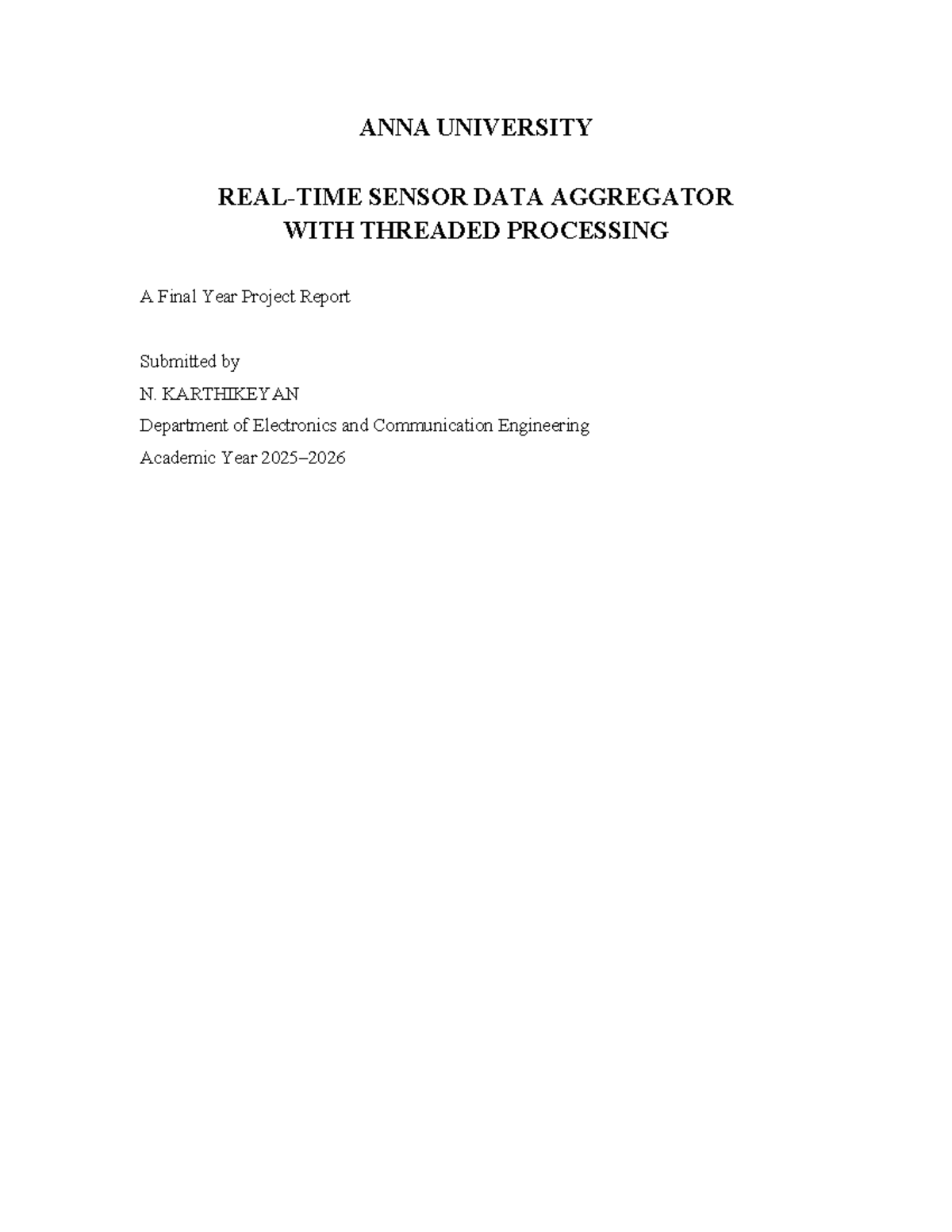 Final Year Project Report: Real-Time Sensor Data Aggregator (ECE) - Studocu