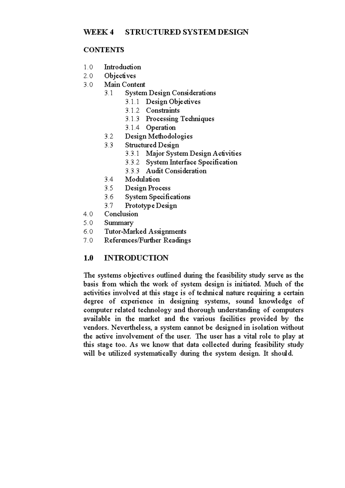 WEEK 4: Structured System Design Overview and Key Concepts - Studocu