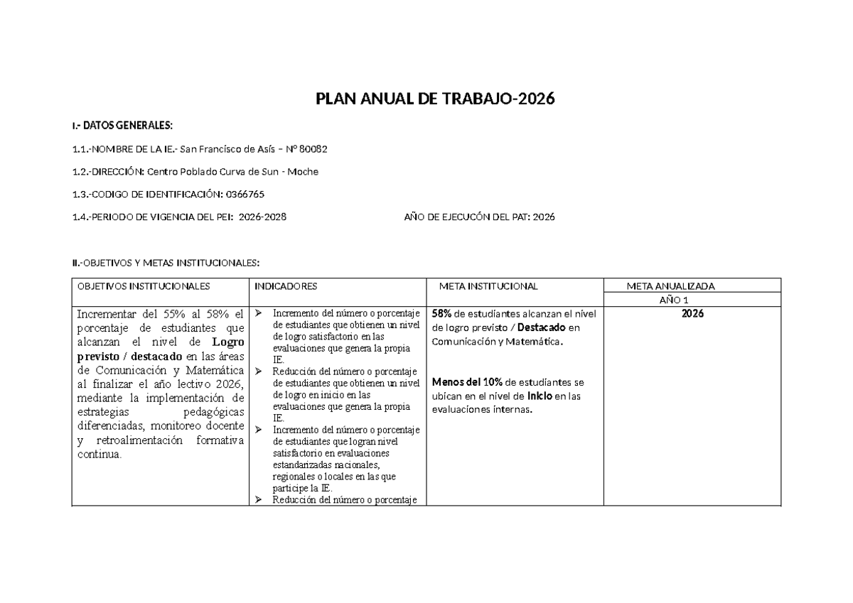 PLAN ANUAL DE TRABAJO SFA 2026: Metas y Estrategias Institucionales ...