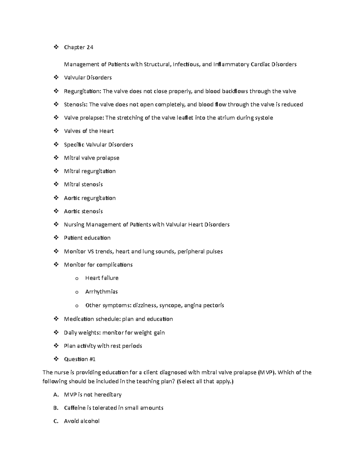 Chapter 24 - Notes - Chapter 24 Management of Patients with Structural ...
