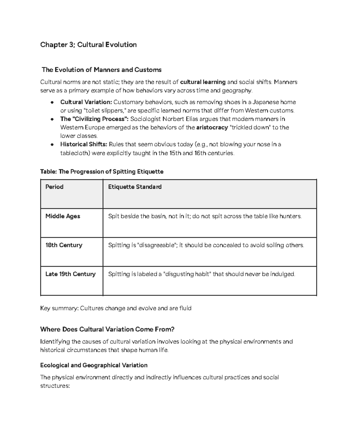Chapter 3 - Cultural Evolution: Manners, Customs, and Social Shifts ...