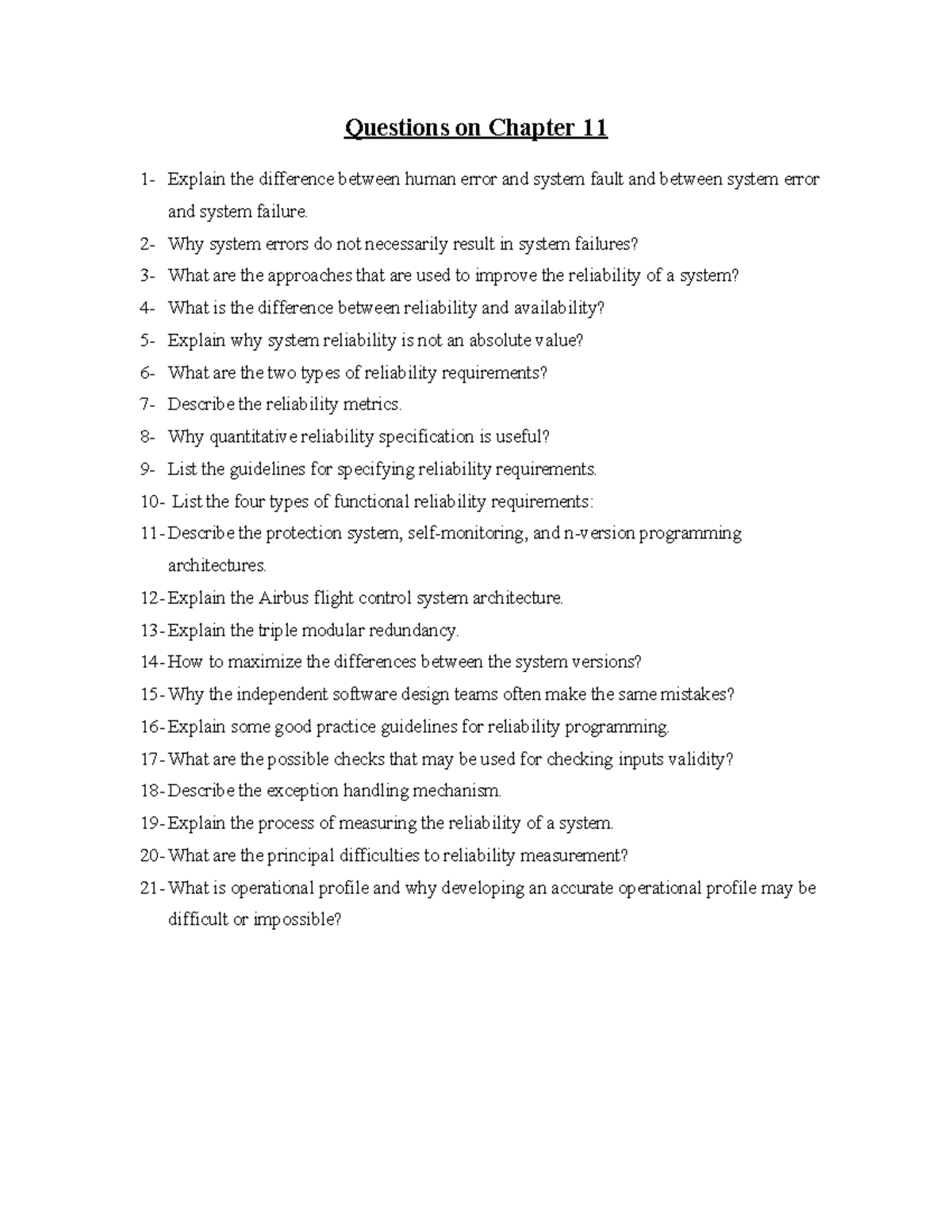 Questions on Chapter 11 - 2- Why system errors do not necessarily ...