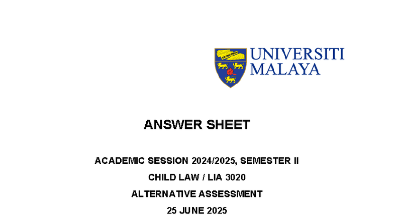 23003636 - Child Law LIA 3020 - Alternative Assessment Analysis - Studocu
