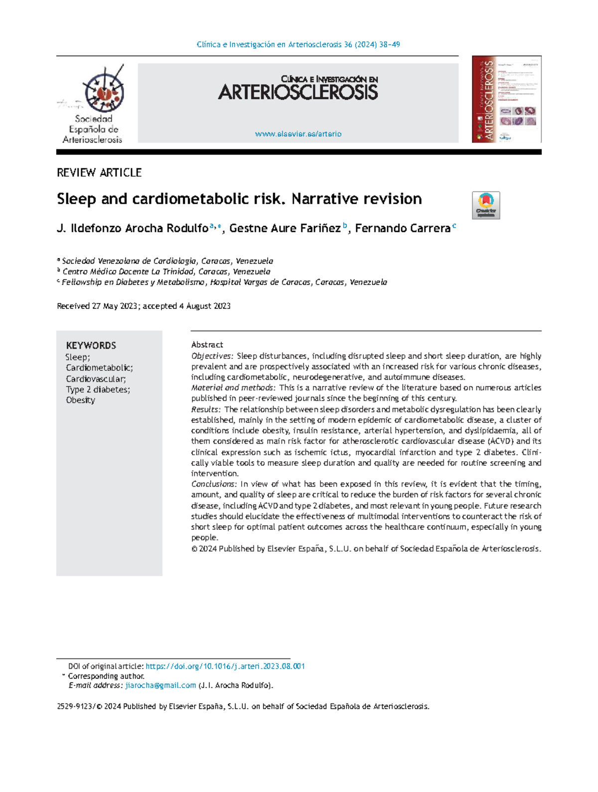REVIEW ARTICLE: Sleep and Cardiometabolic Risk - A Narrative Review ...