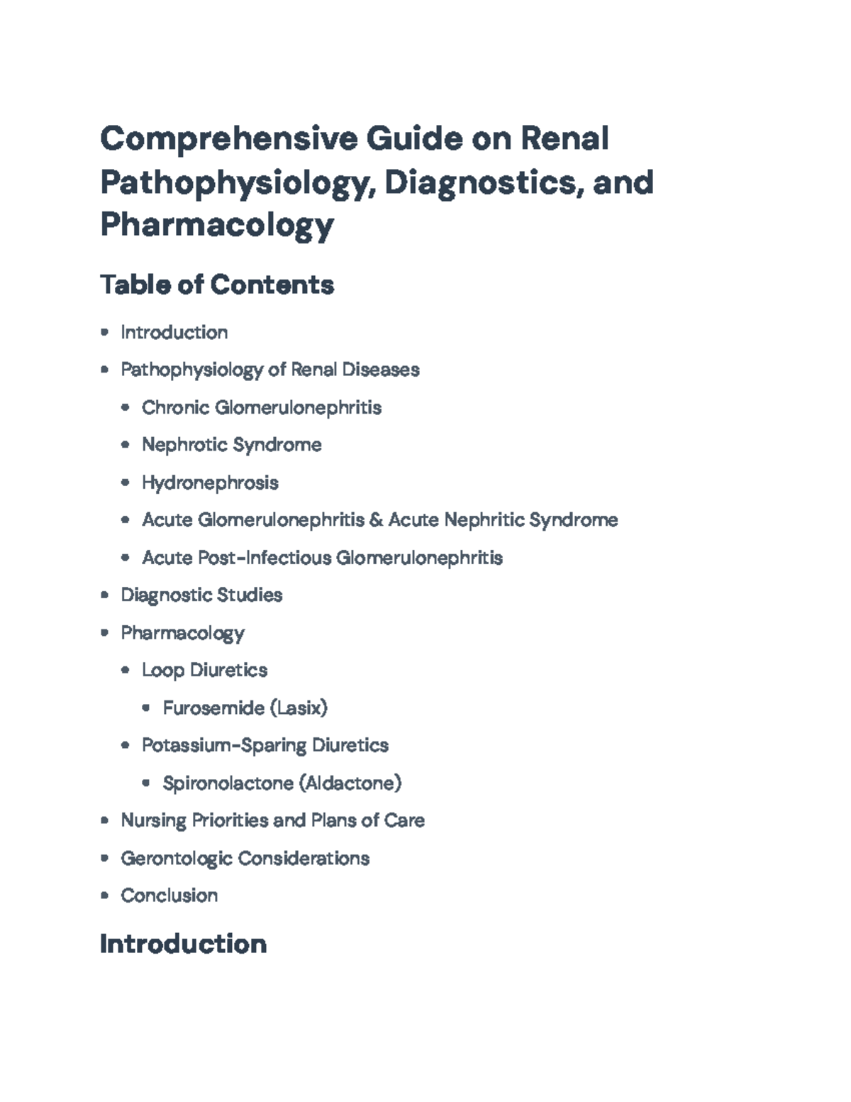 Comprehensive Study Guide: Renal Pathophysiology & Pharmacology - Studocu