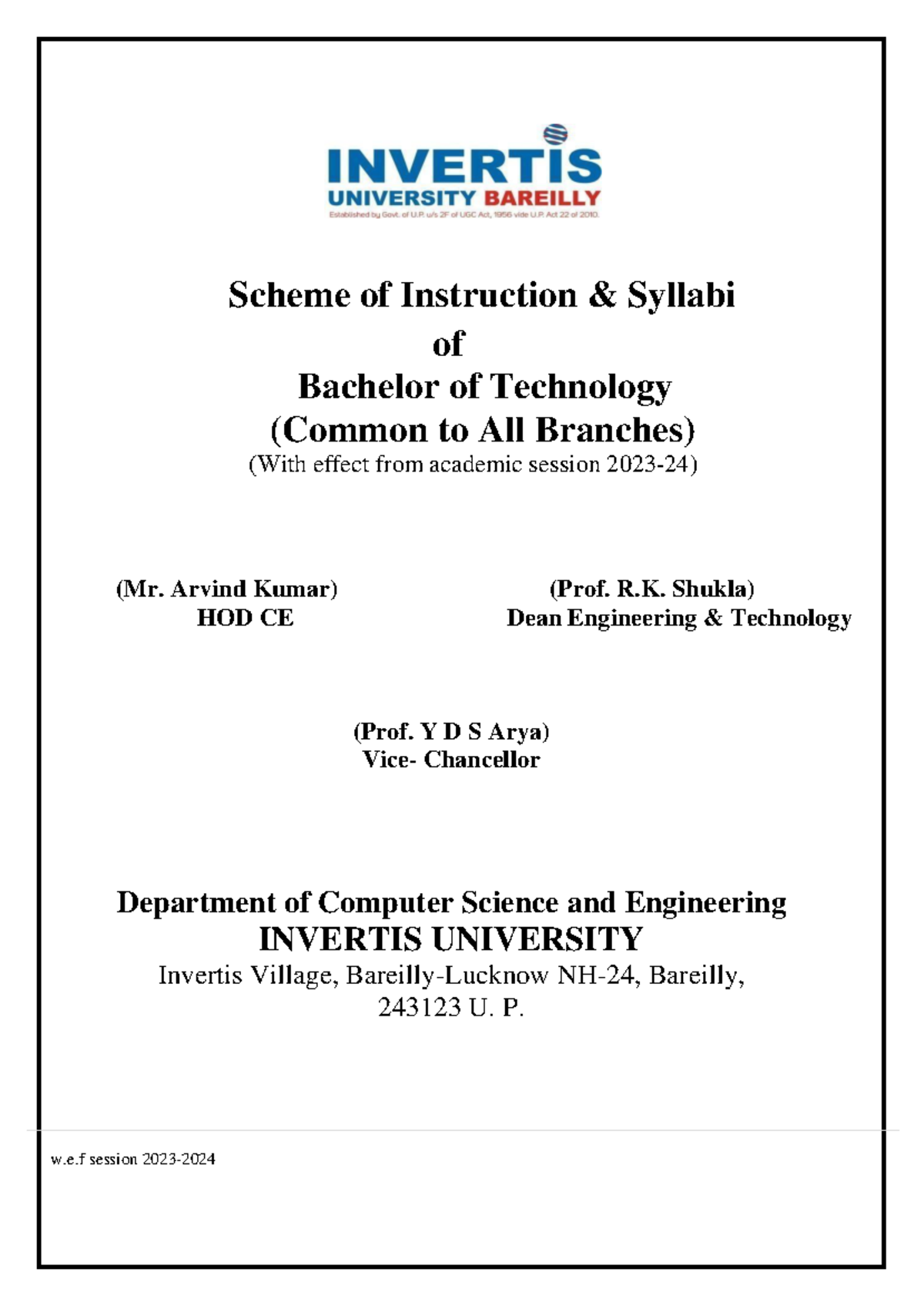 B.Tech. Scheme of Instruction & Evaluation for Year I, Semester I - Studocu