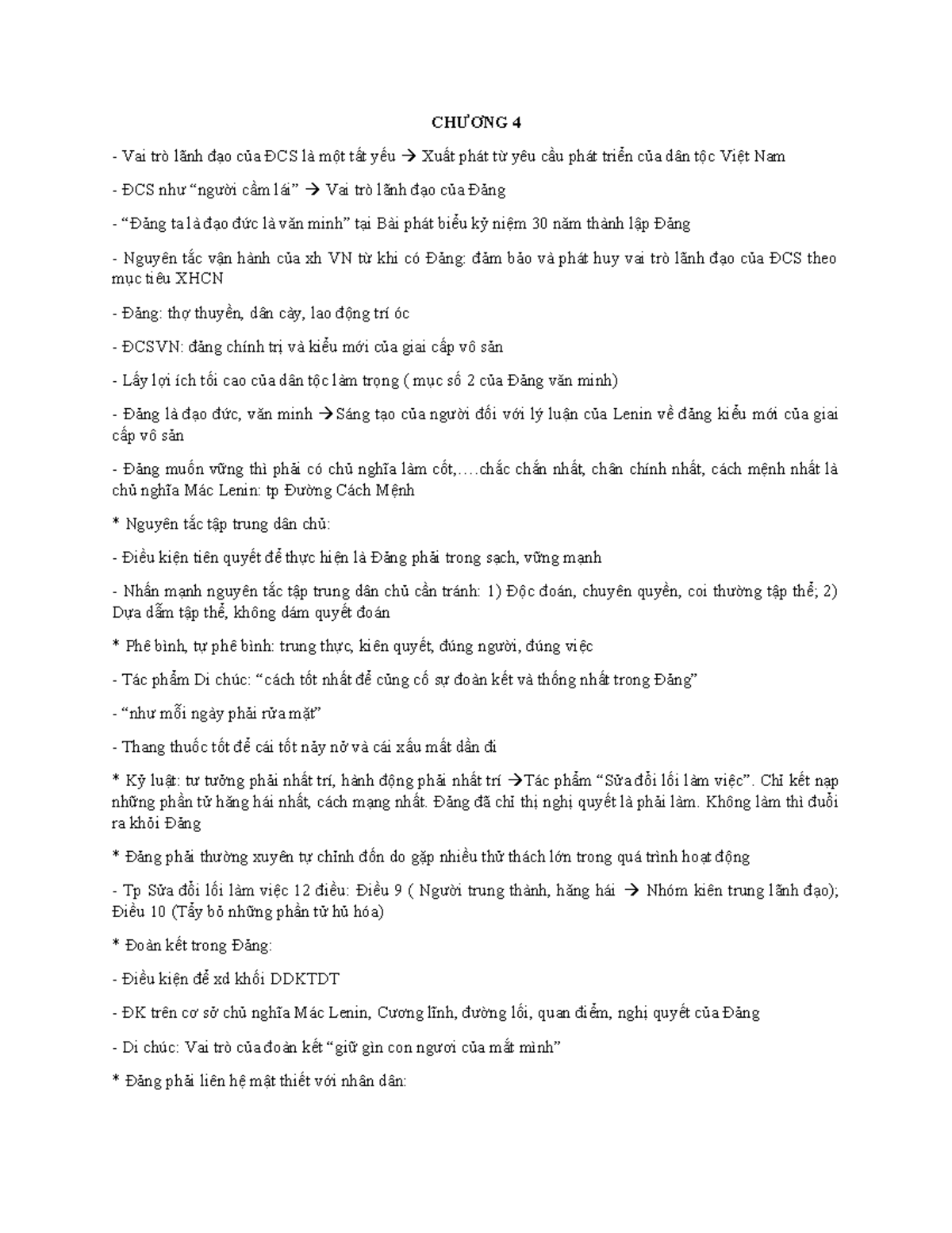 Tthcm C456 - Tư tưởng Hồ Chí Minh - CHƯƠNG 4 Vai trò lãnh đạo của ĐCS ...