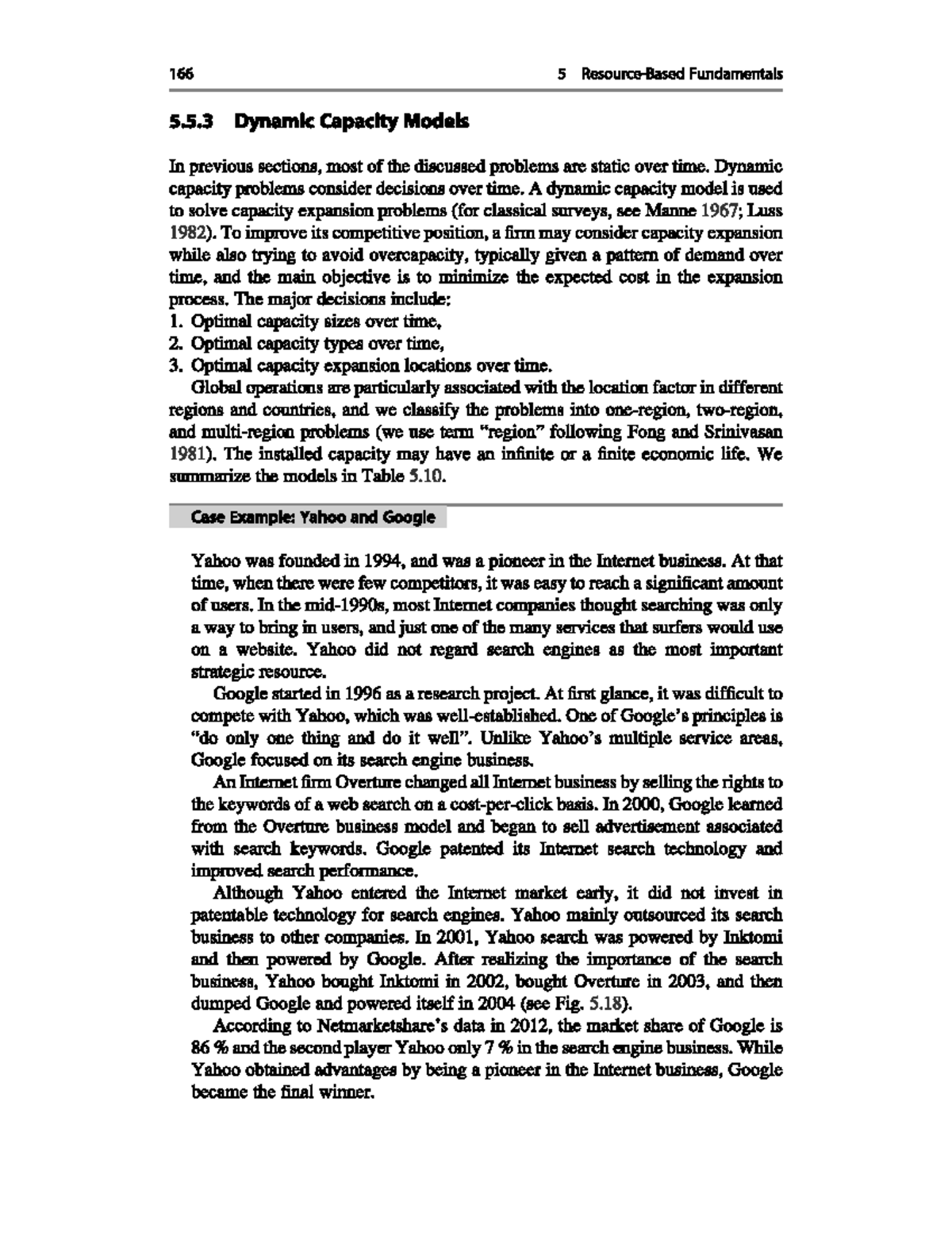 Dynamic capacity models in global operations: Yahoo vs. Google (166 5 ...