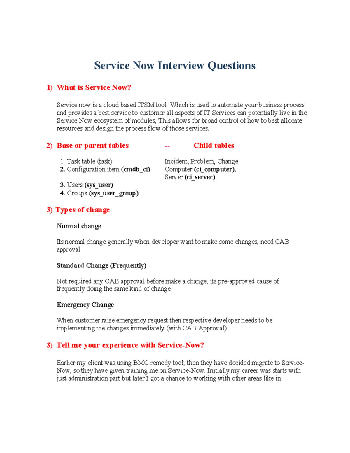 Service Now Interview Questions and Answers Guide - Studocu