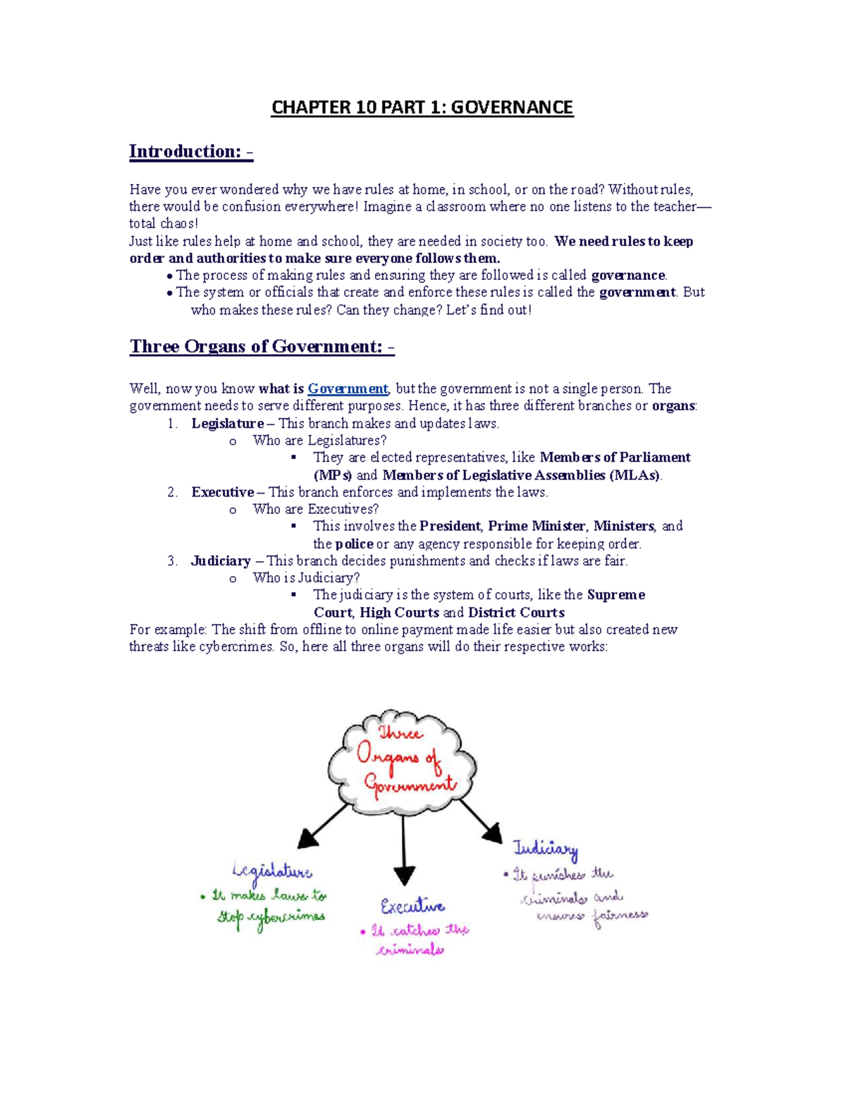 CH 10: Governance and Democracy - Class 6 Overview - Studocu