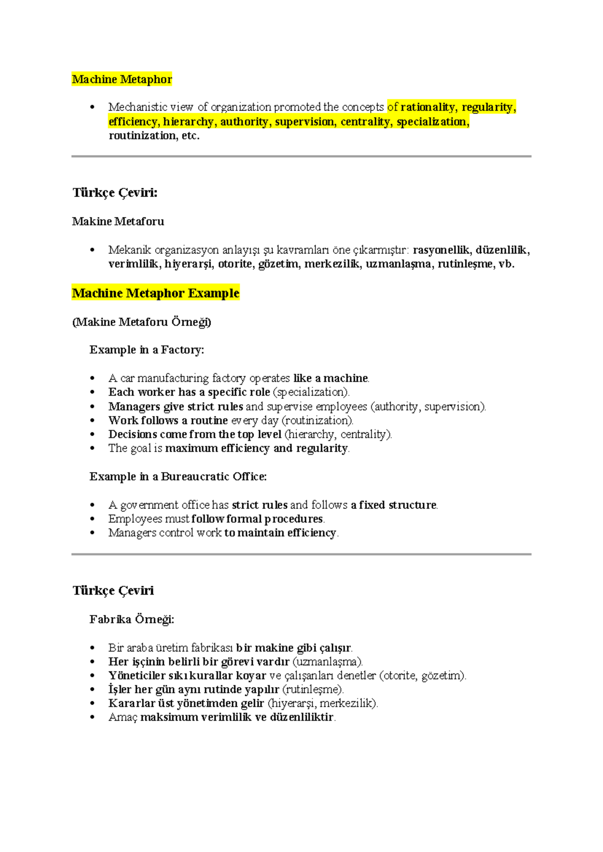 HRM 101: Week 2 Lesson Notes on Machine Metaphor and Taylorism - Studocu