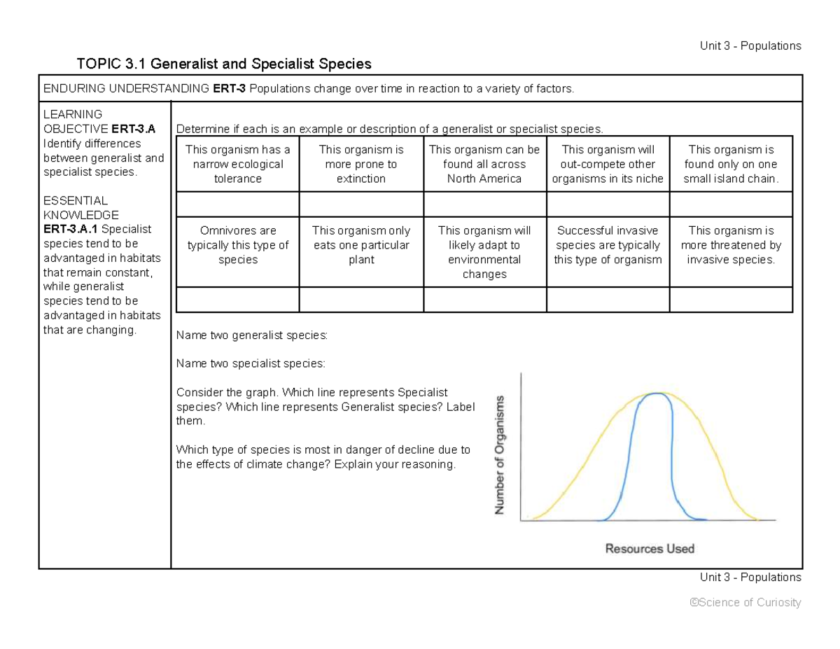 Unit 3 Exam Review: Populations, Species, and Dynamics - Studocu