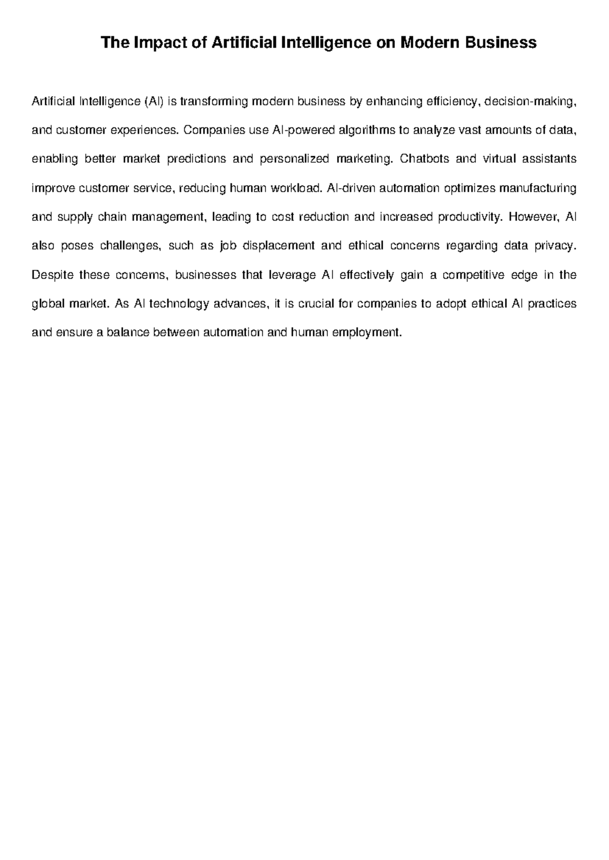 AI Business - The Impact of Artificial Intelligence on Modern Business ...