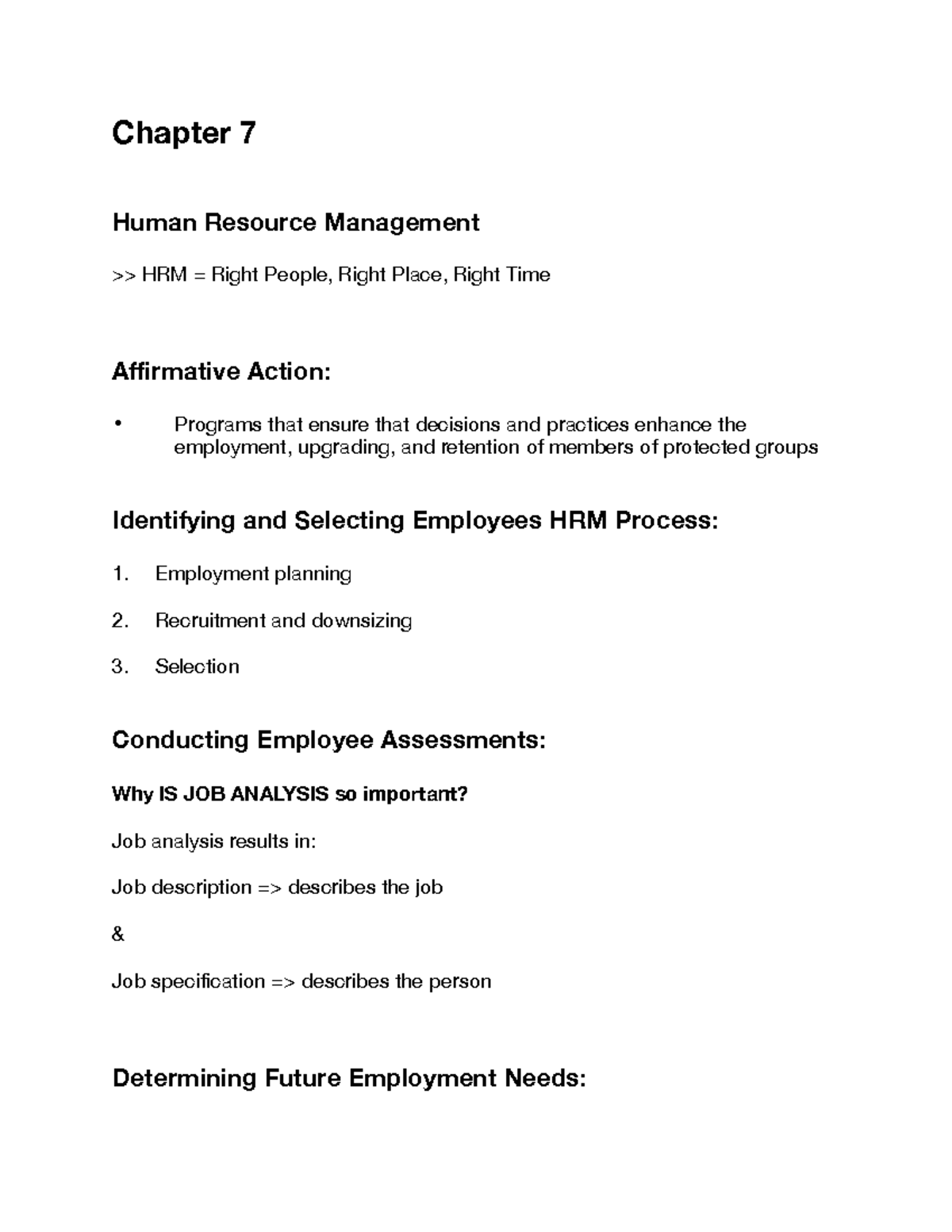 Management Chapter 7 Summary: Human Resource Management Insights - Studocu