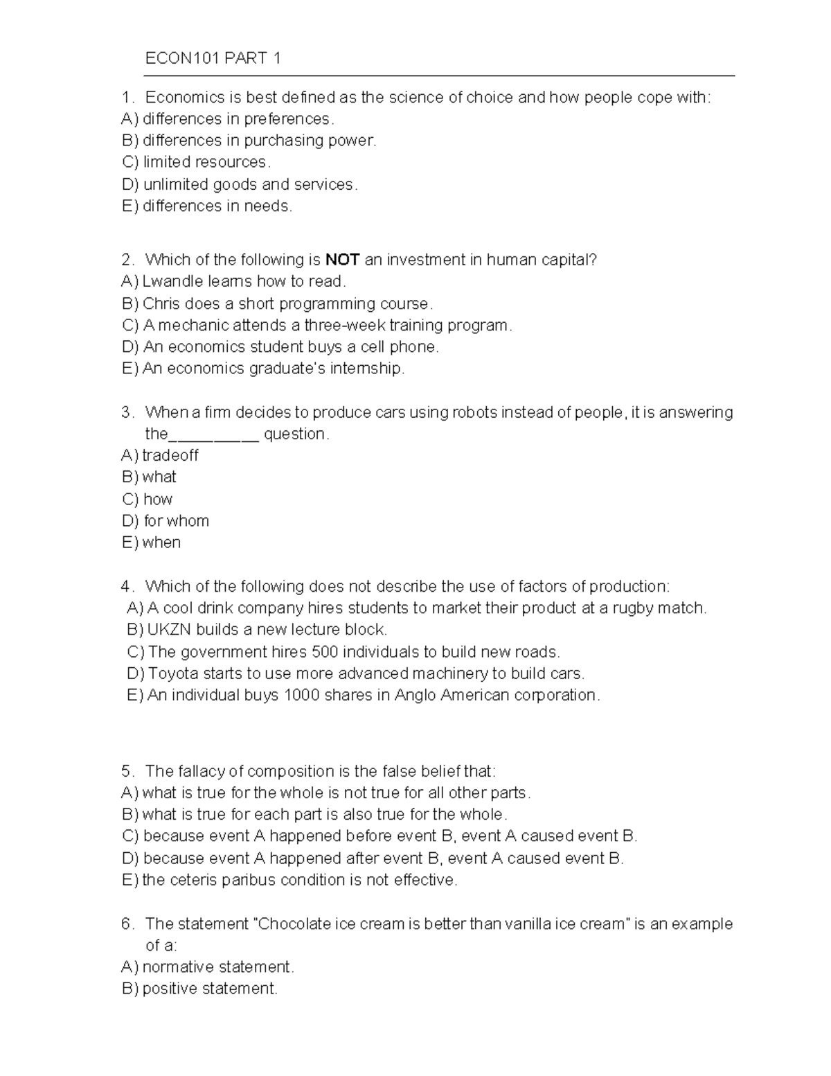 ECON101 Midterm Exam: Key Concepts in Microeconomics - Studocu