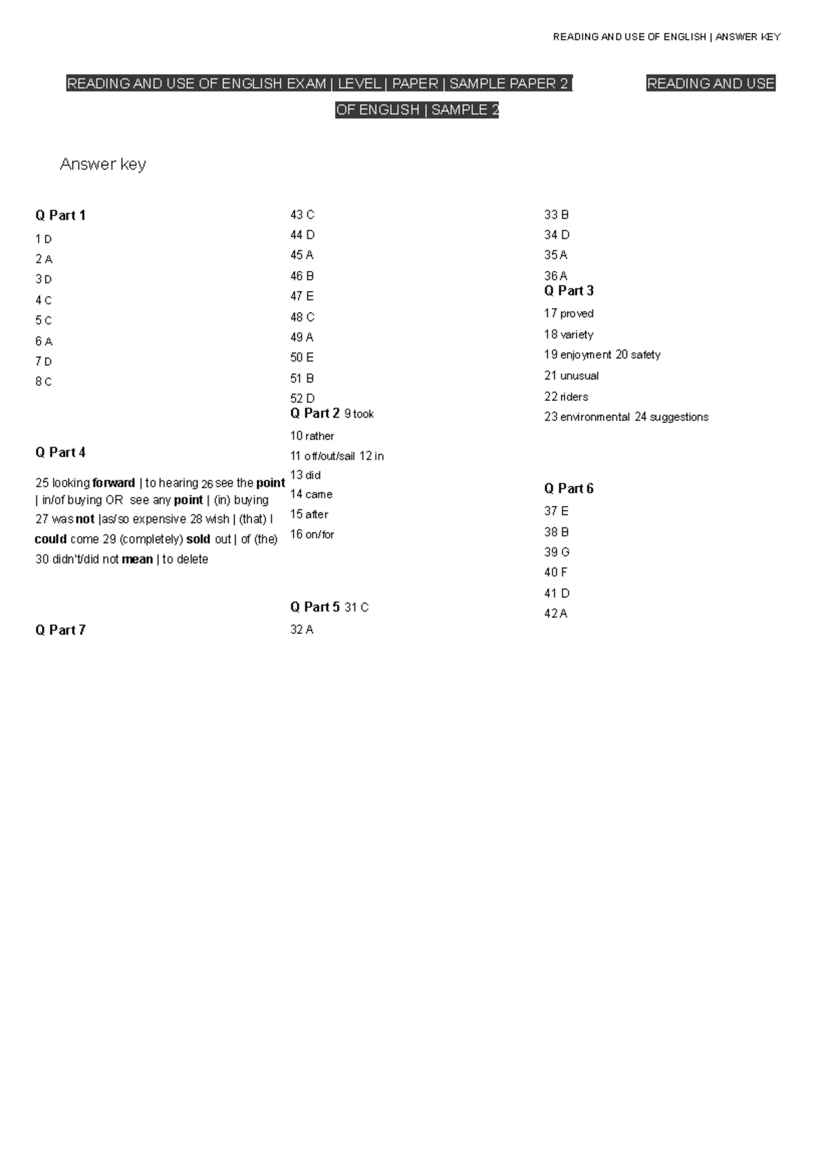 First for Schools Writing sample paper 2 - Writing Part 1 You must ...