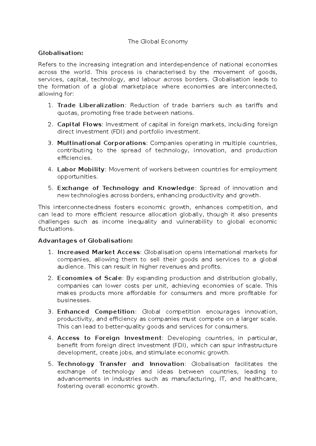 Chapter 1 - the global economy - The Global Economy Globalisation ...