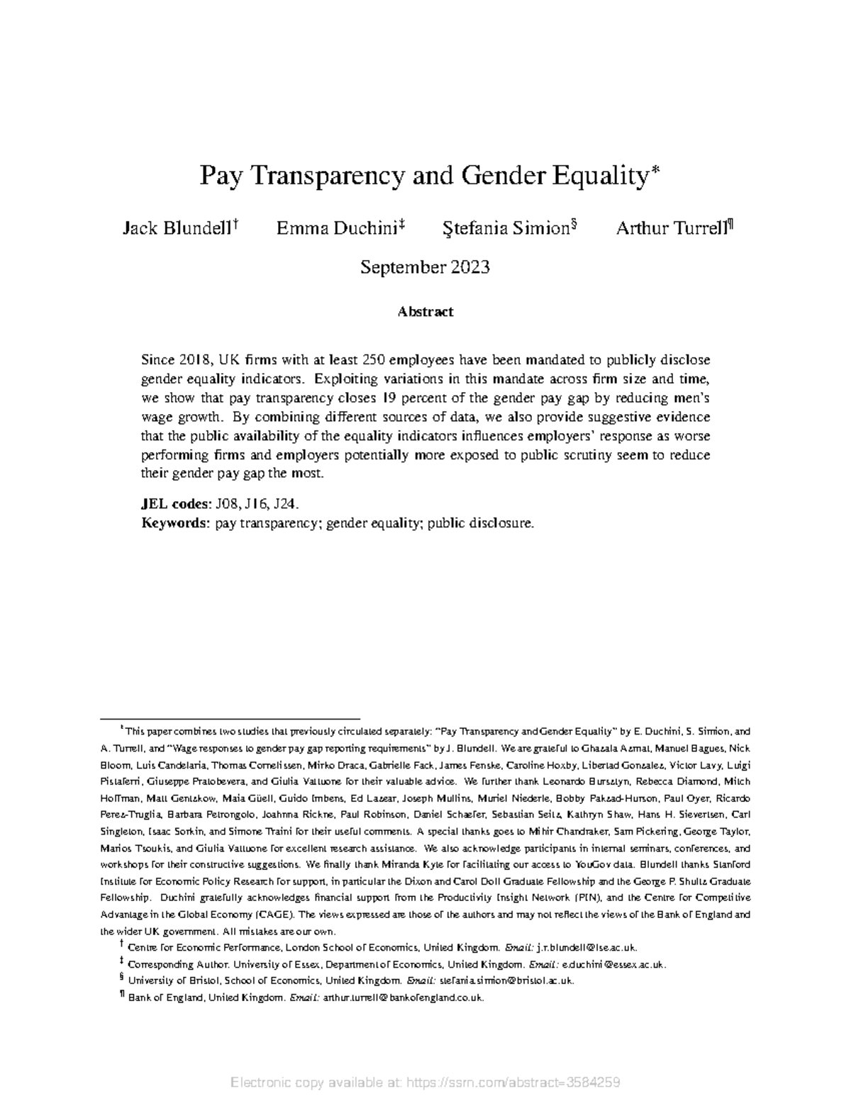 Pay Transparency and Gender Pay Gap Reduction: Evidence from the UK ...