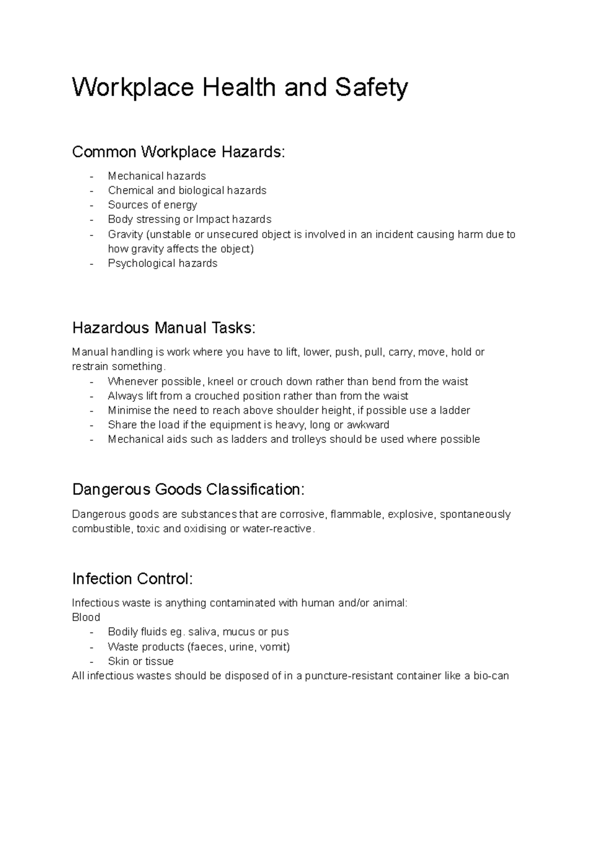 WHS 101: Common Hazards and Risk Assessment Procedures - Studocu